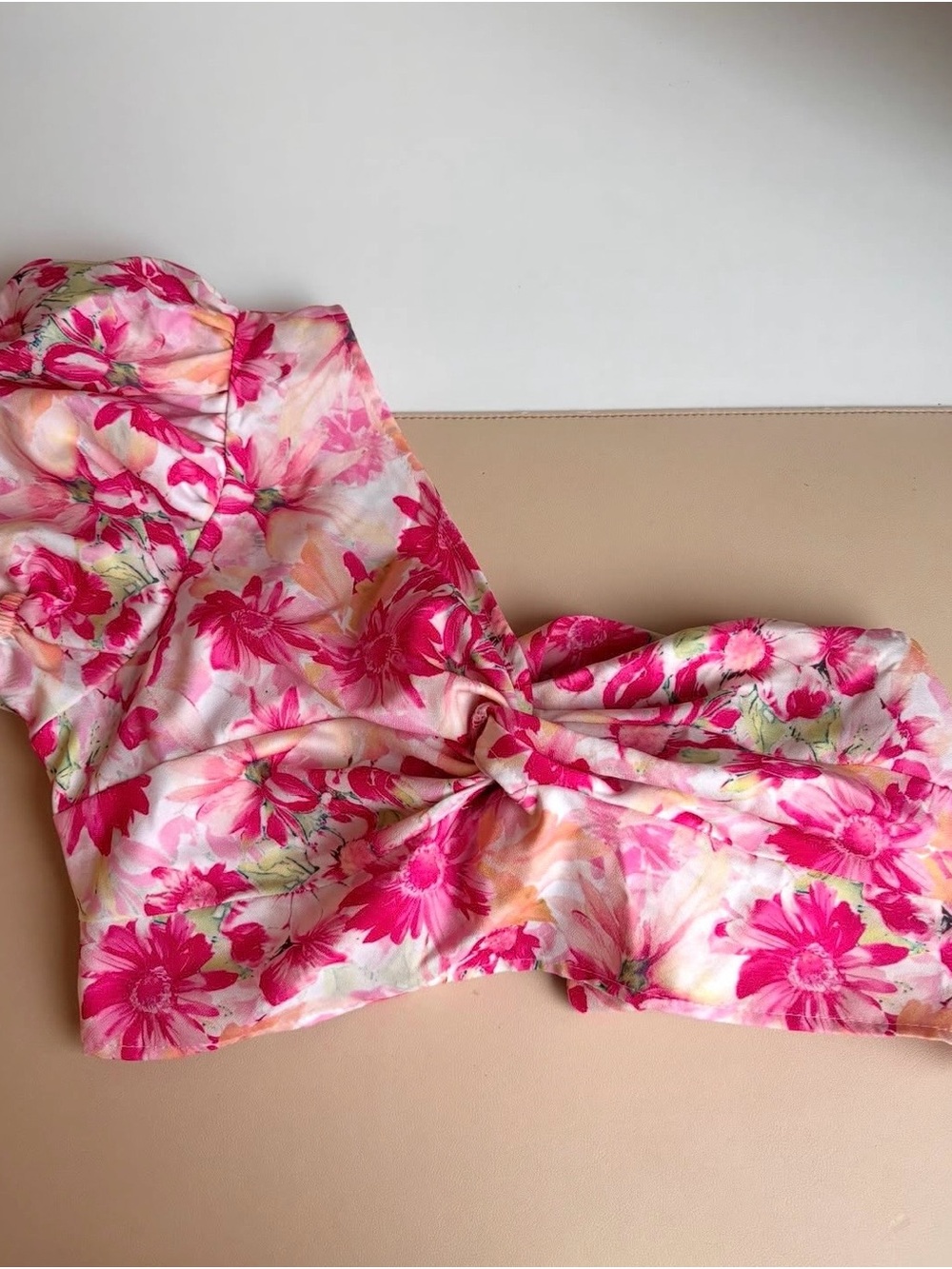 SHEIN Pink Floral Twist Bandeau Top